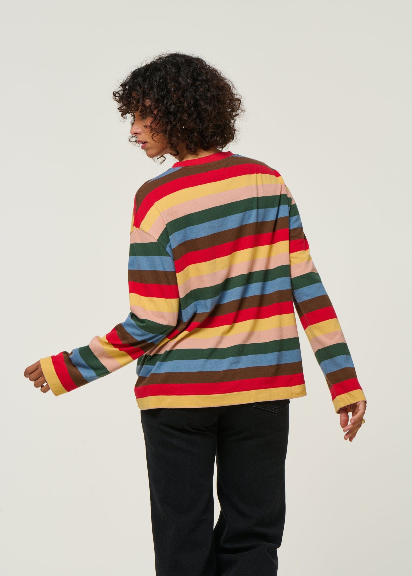 T-shirt manches longues large en coton bio | rayé "sunset stripes emily tee - multicolor"