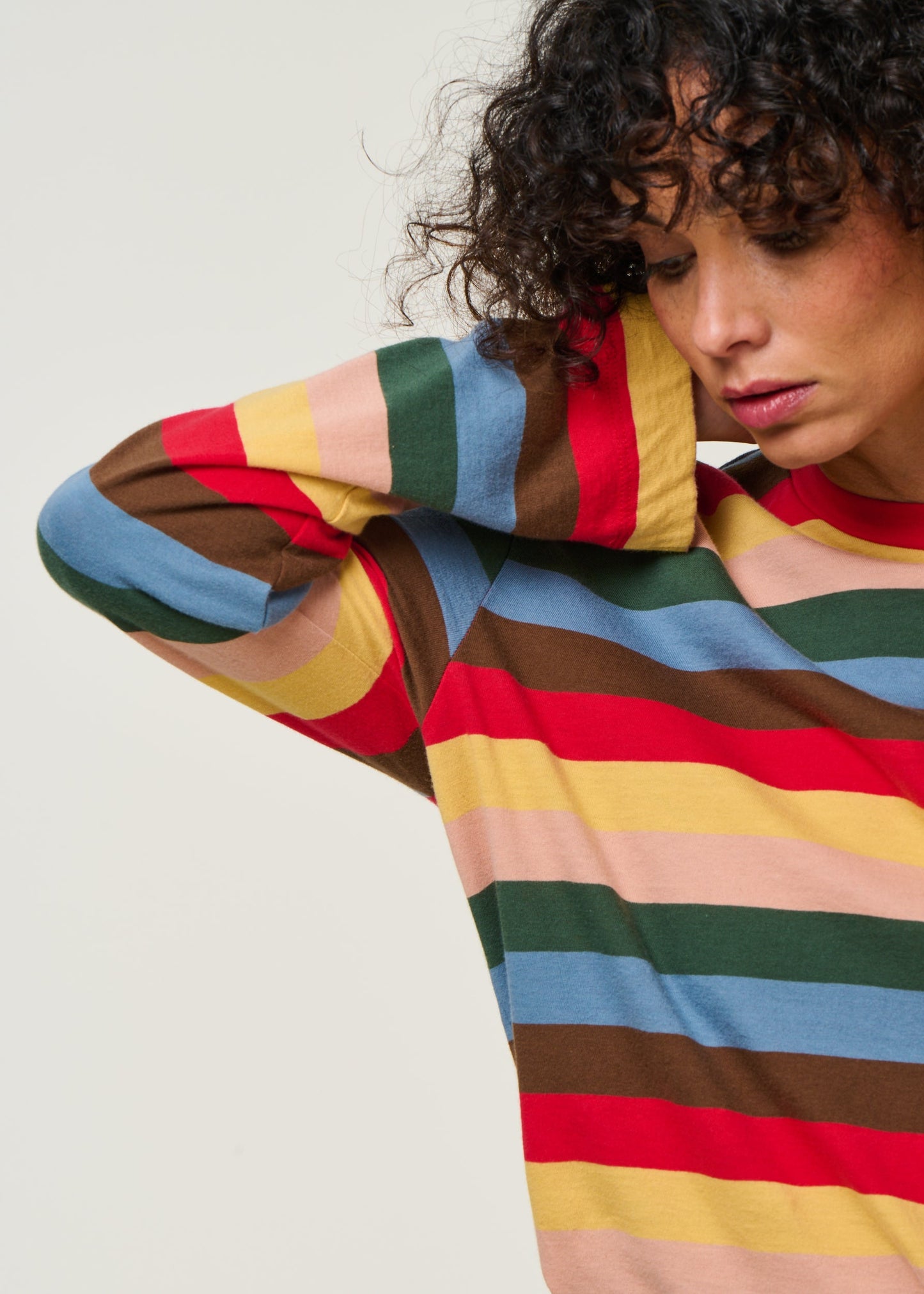 T-shirt manches longues large en coton bio | rayé "sunset stripes emily tee - multicolor"