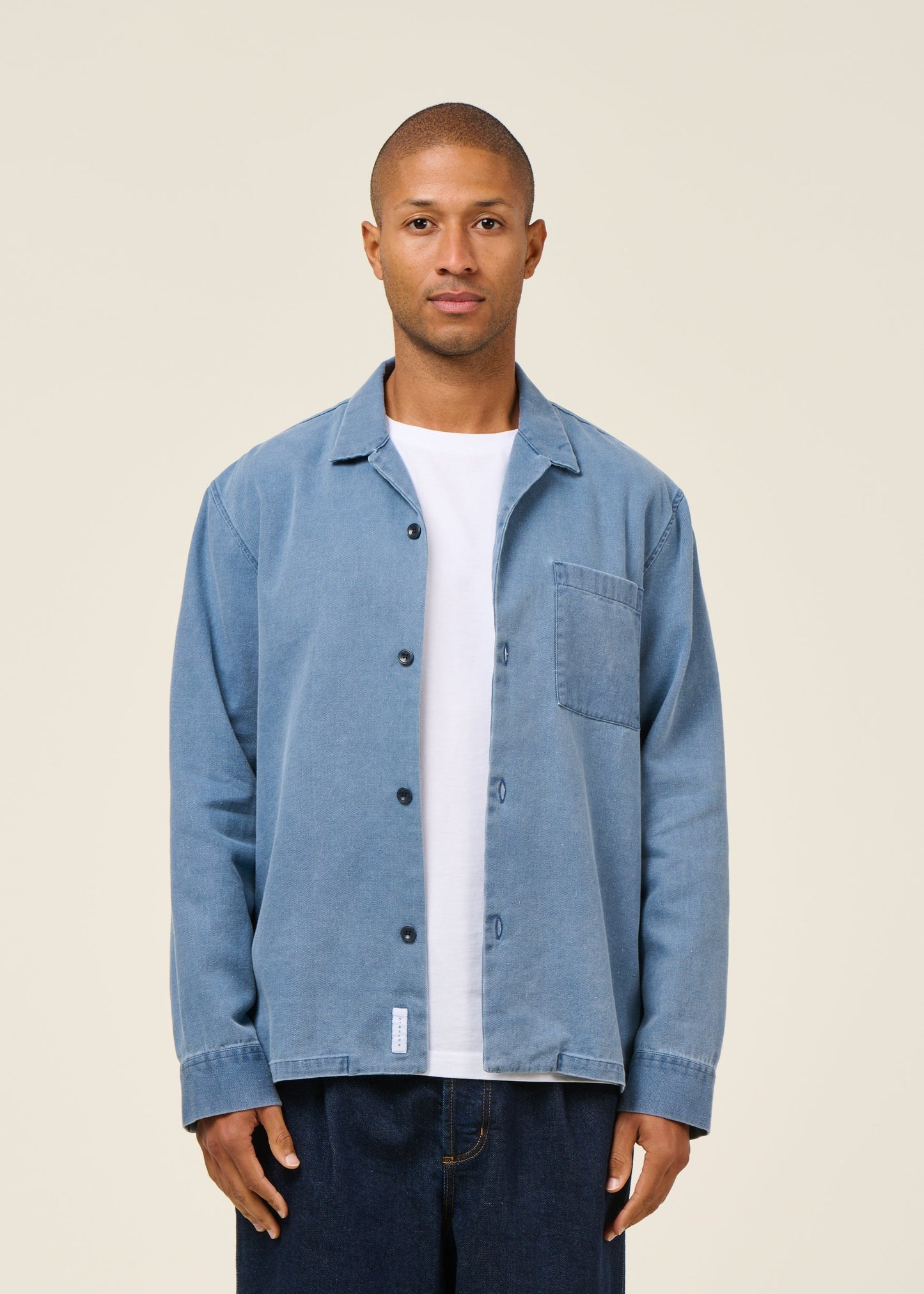 Chemise en coton recyclé | bleu 'denim casual shirt recycled cotton - washed denim'