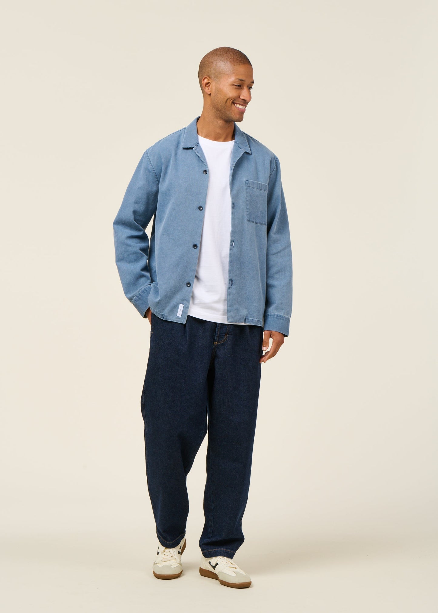 Chemise en coton recyclé | bleu 'denim casual shirt recycled cotton - washed denim'