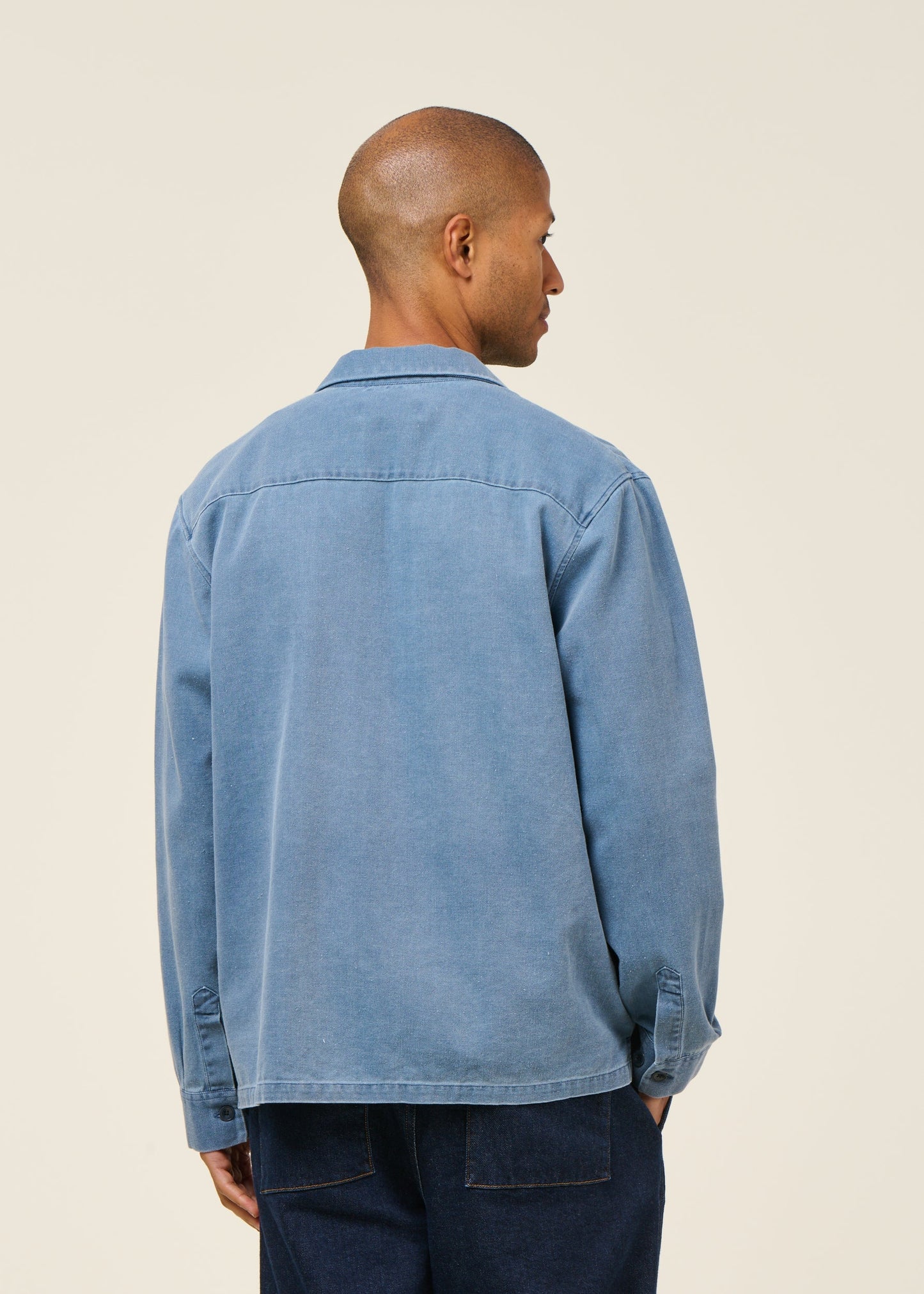 Chemise en coton recyclé | bleu 'denim casual shirt recycled cotton - washed denim'