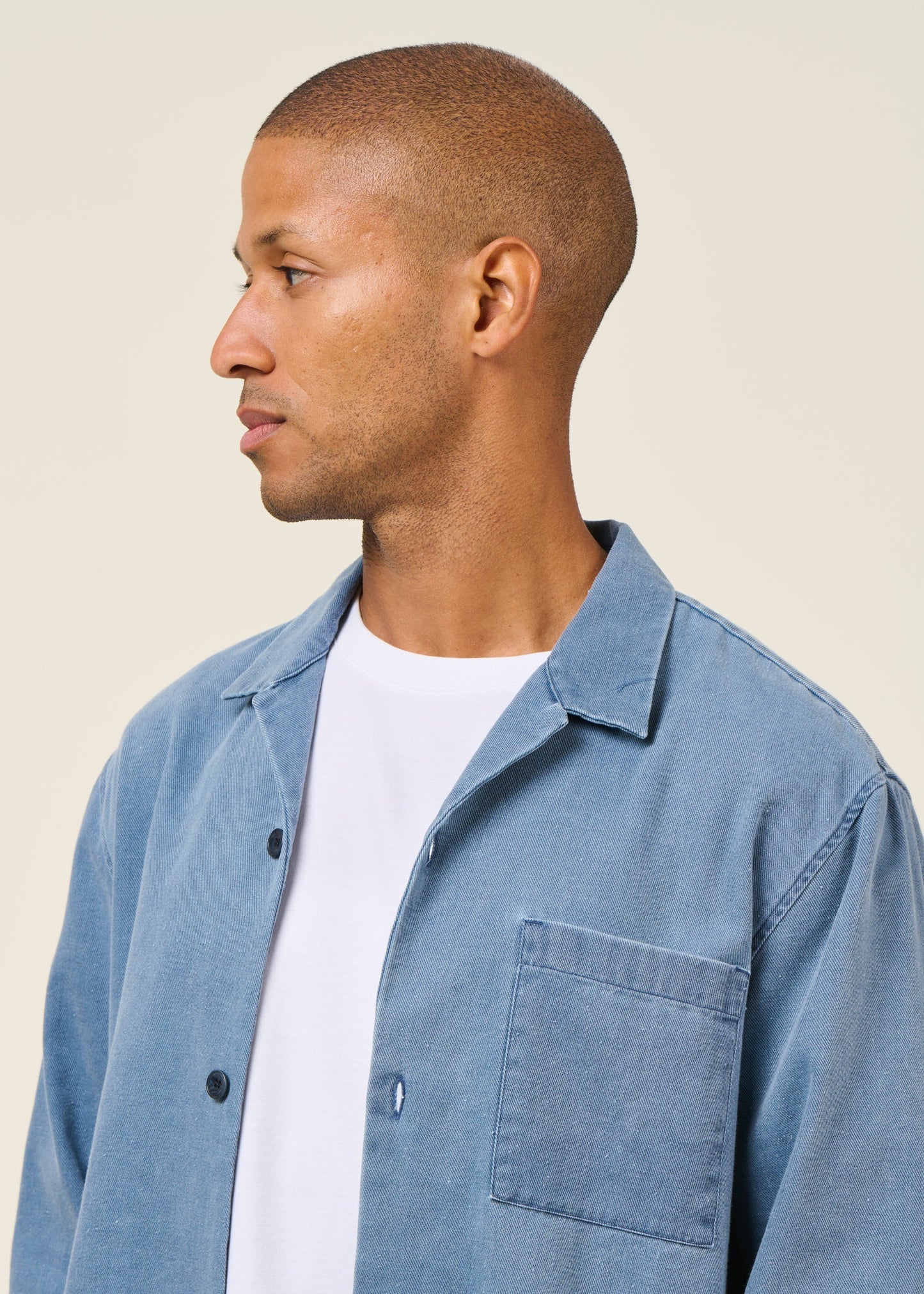 Chemise en coton recyclé | bleu 'denim casual shirt recycled cotton - washed denim'