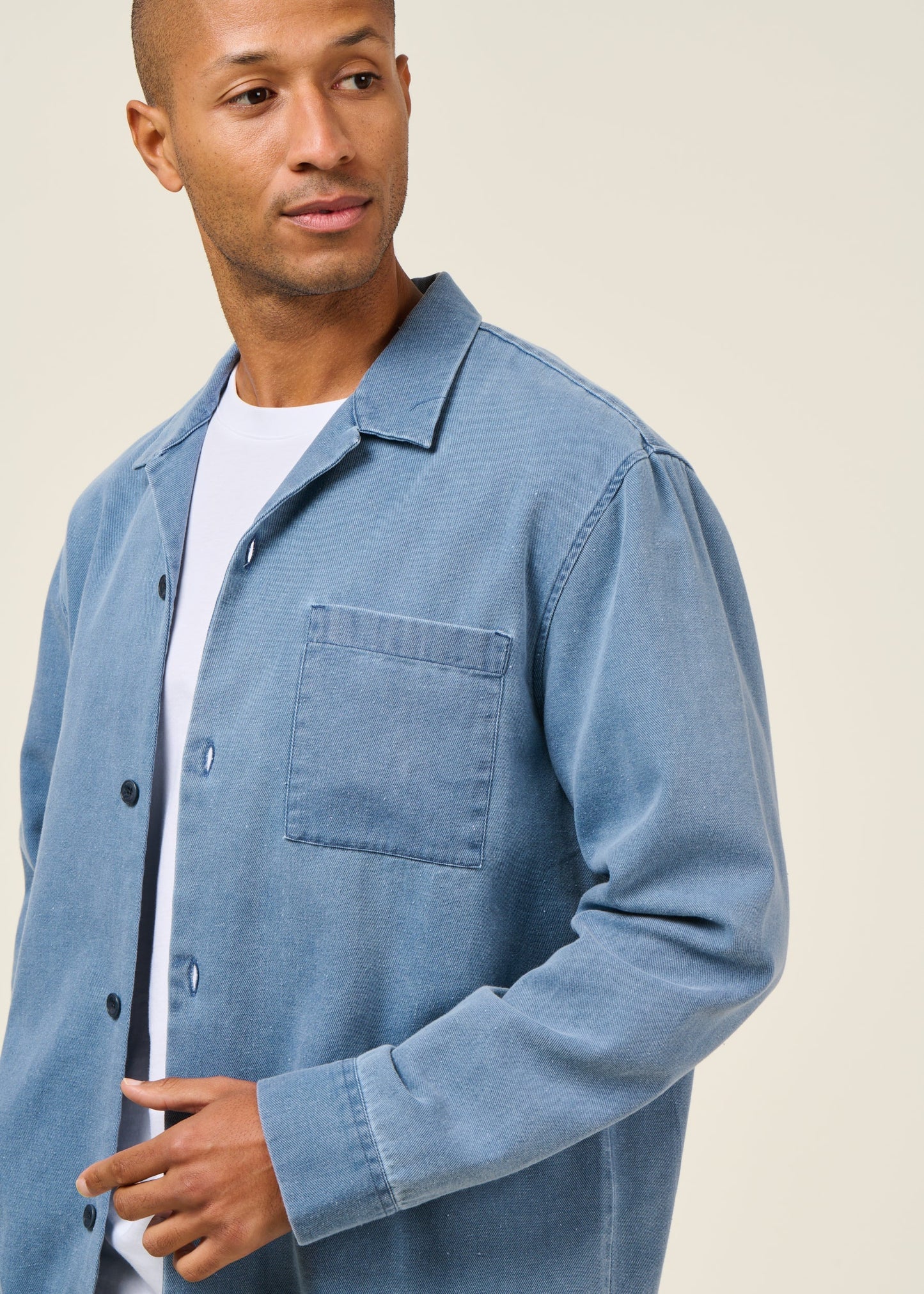 Chemise en coton recyclé | bleu 'denim casual shirt recycled cotton - washed denim'