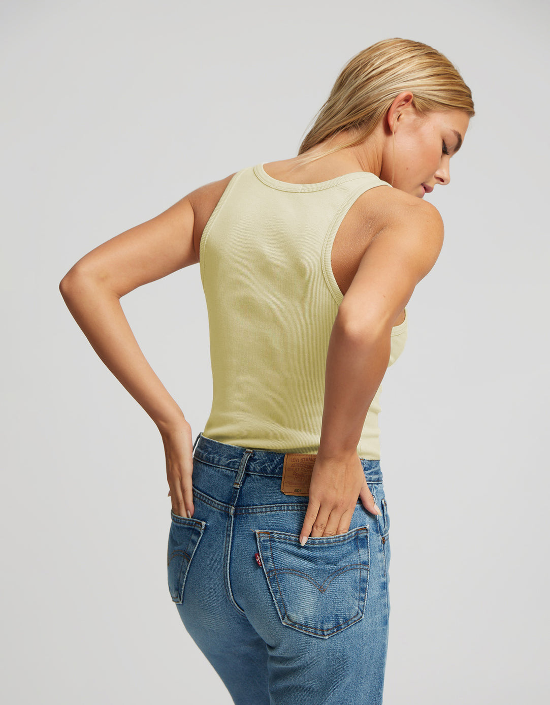 Débardeur côtelé en coton bio | jaune "women organic rib tank top soft yellow"