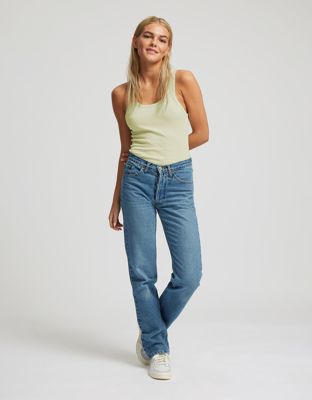 Débardeur côtelé en coton bio | jaune "women organic rib tank top soft yellow"