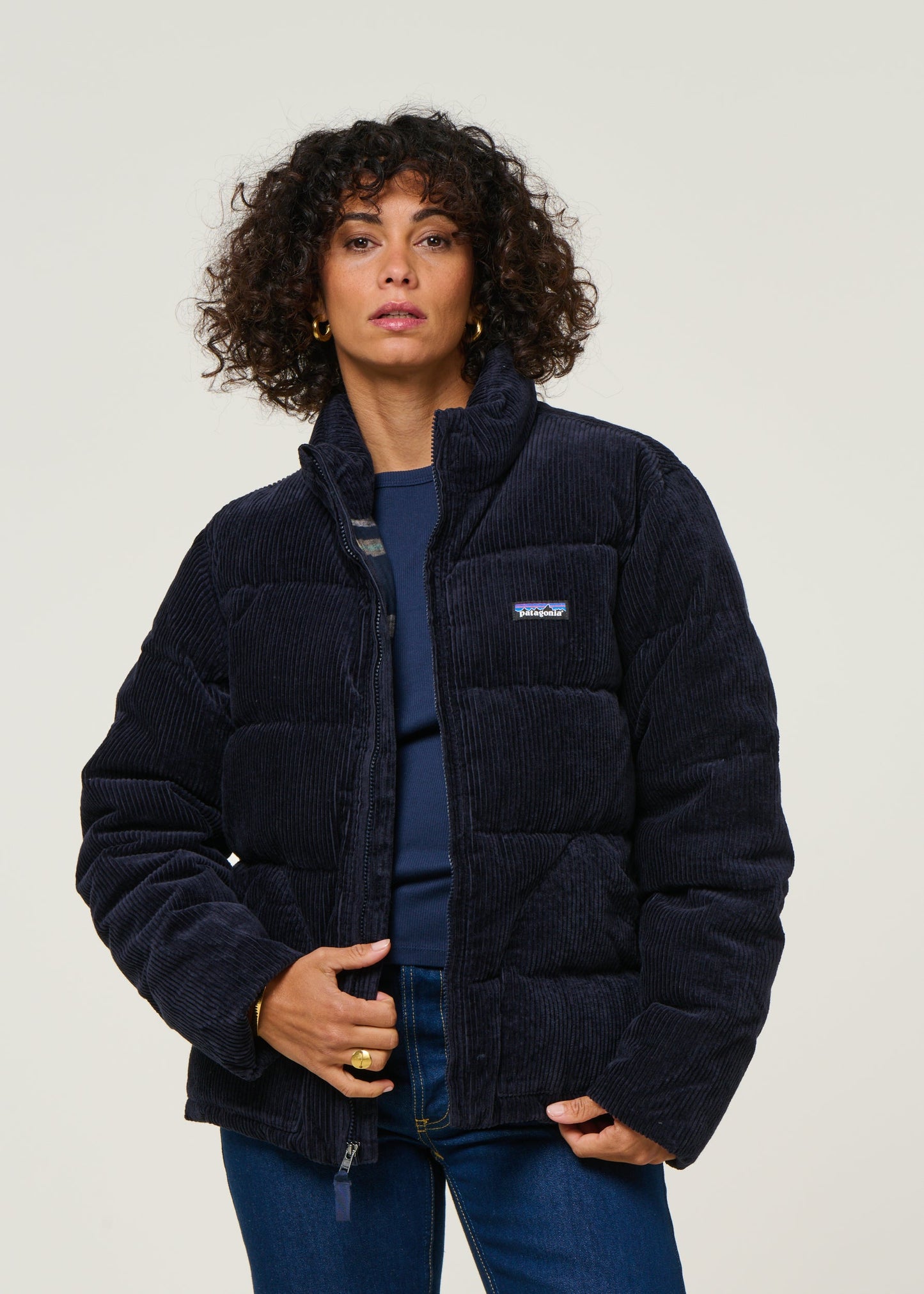 Doudoune velours en matière recyclée | bleu "cord fjord jkt - snbe"