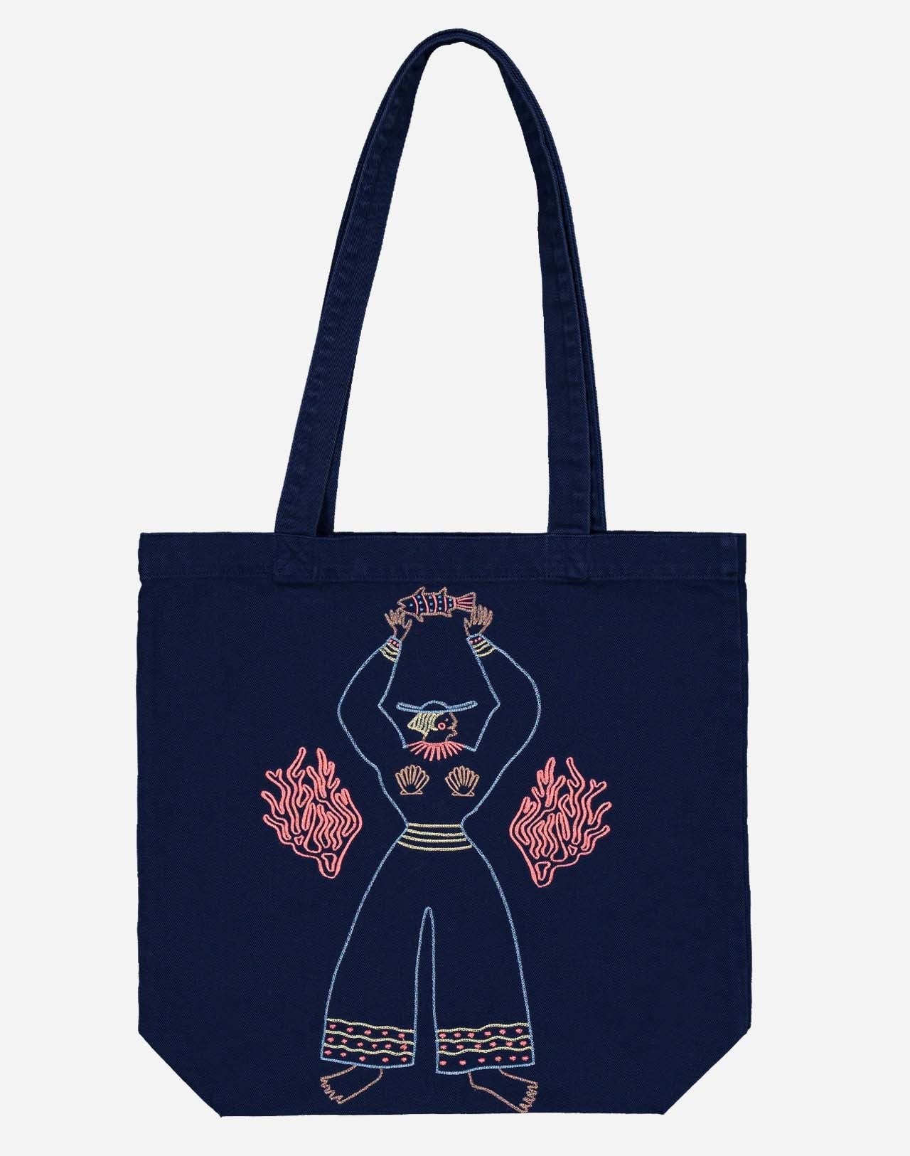 Sac cabas en coton biologique | bleu "tote bag toto mothersea"