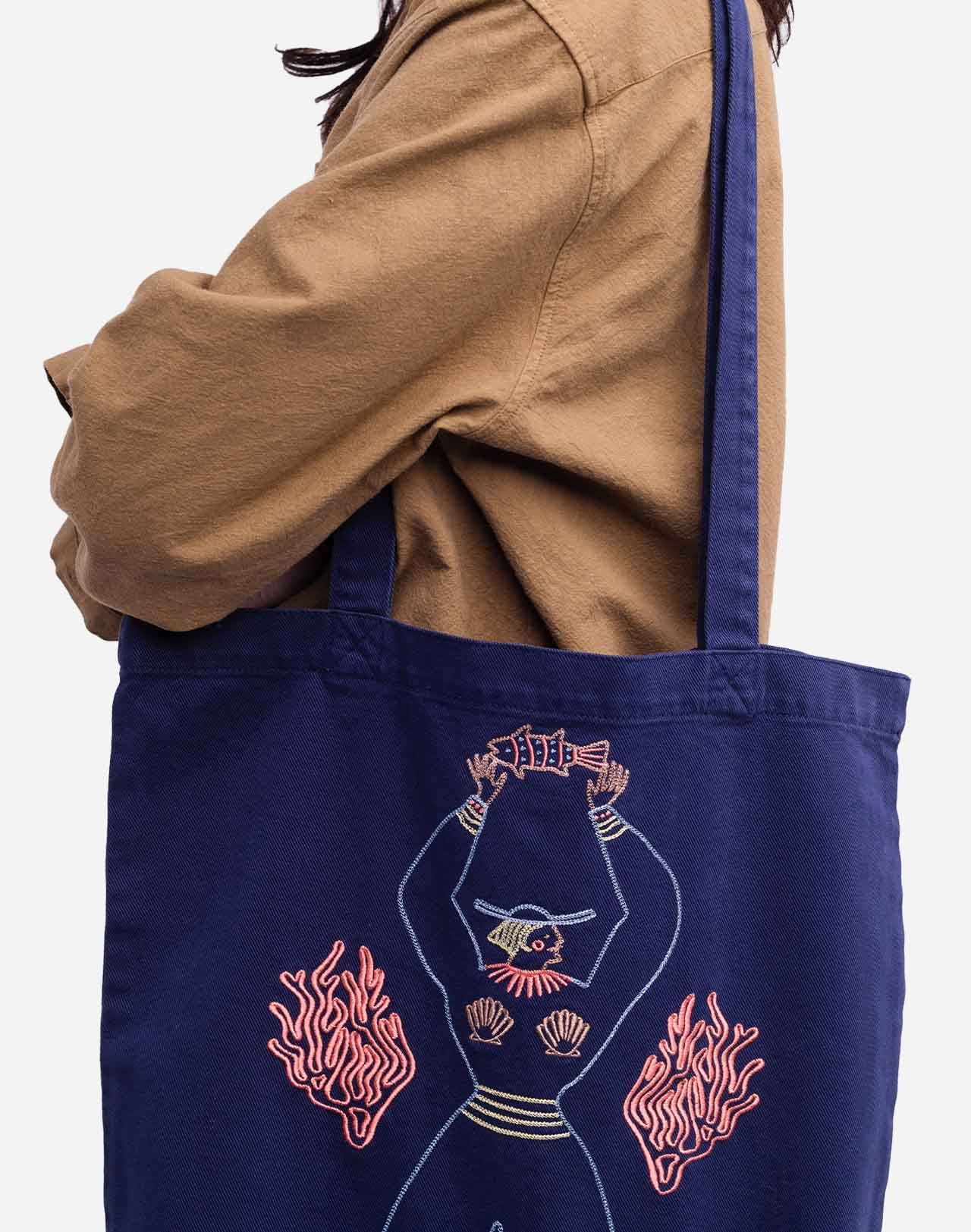 Sac cabas en coton biologique | bleu "tote bag toto mothersea"