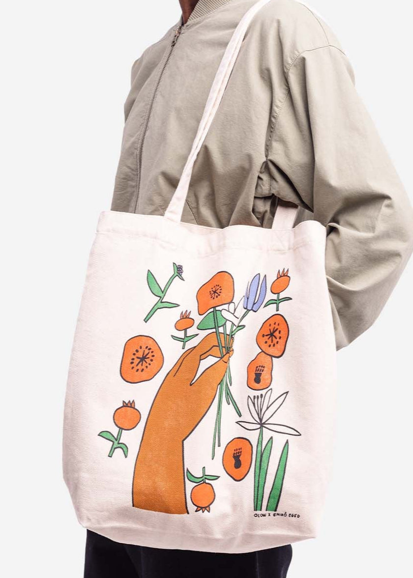 Sac cabas en coton biologique | blanc "tote bag toto poppies"