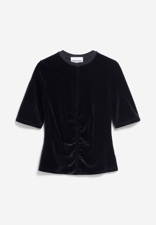 T-shirt velours en modal | noir "traslaraa - black"