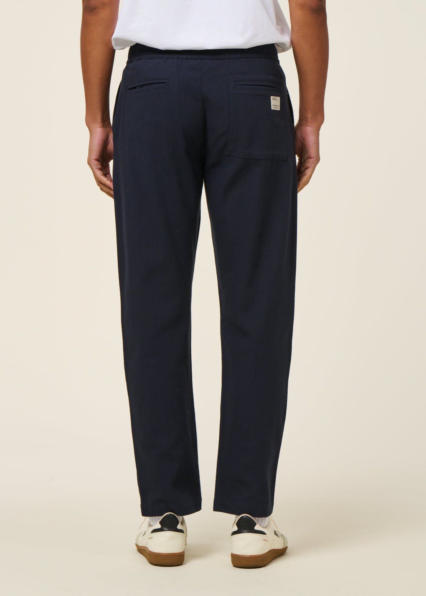 Pantalon droit marine en coton bio - navy travel pants