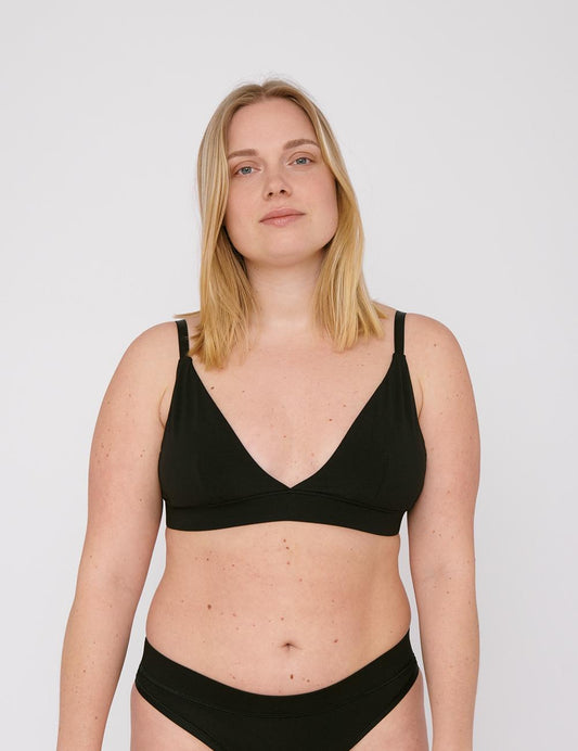 Soutien-gorge triangle en coton bio | noir "core triangle bra black"