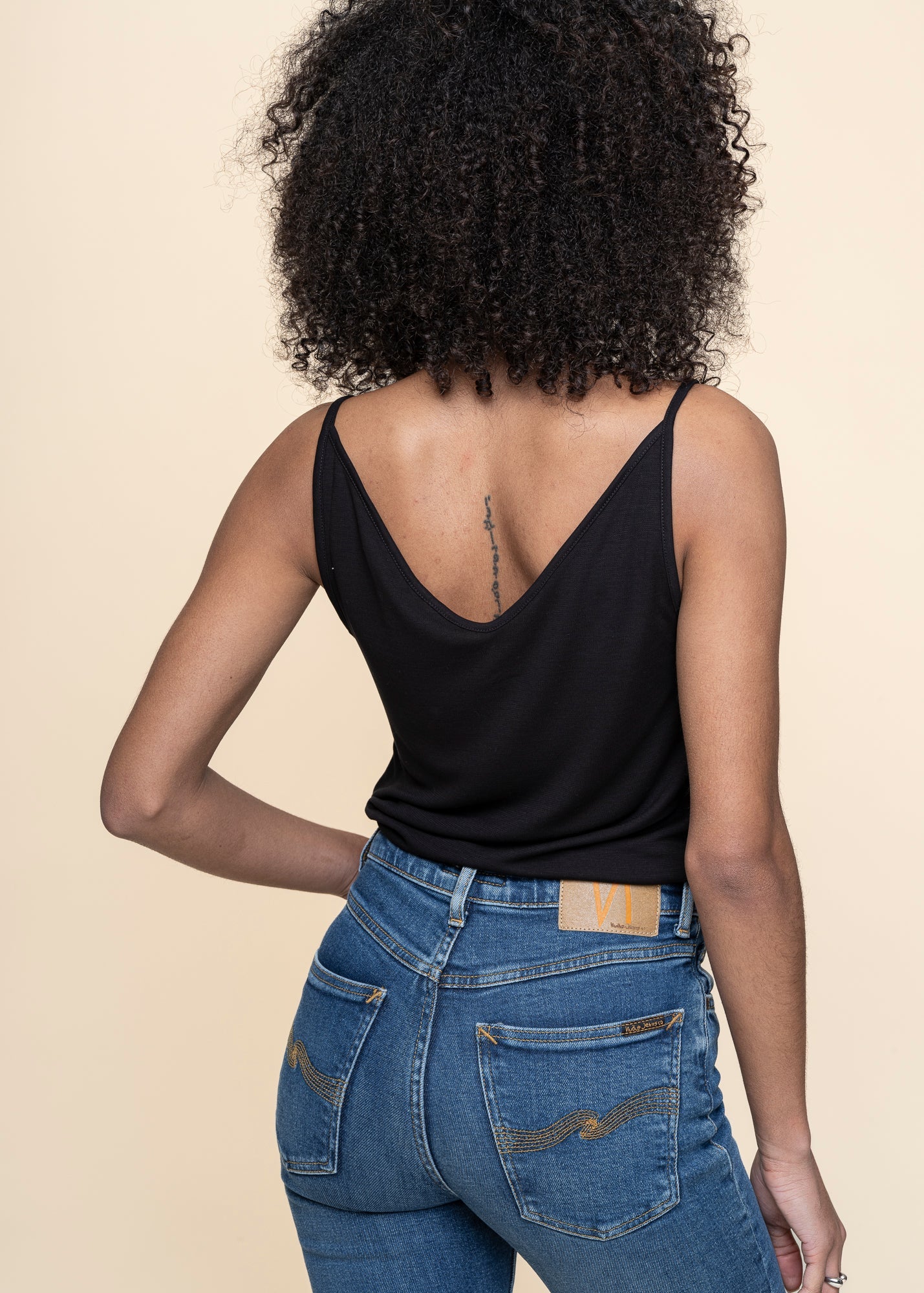 Débardeur noir en tencel - slip top triangle flow black