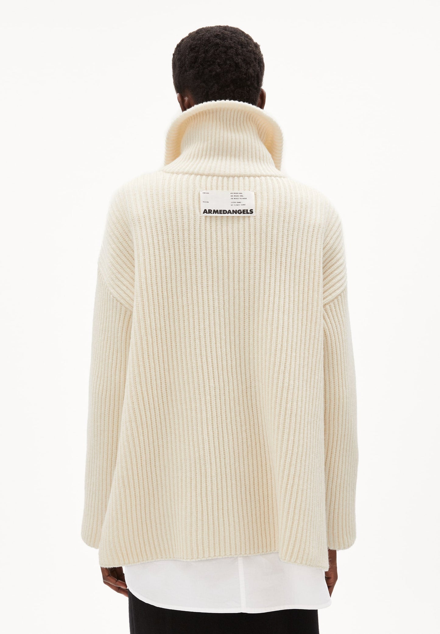 Pull camionneur oversize beige en laine bio et recyclée - trinekaa oatmilk