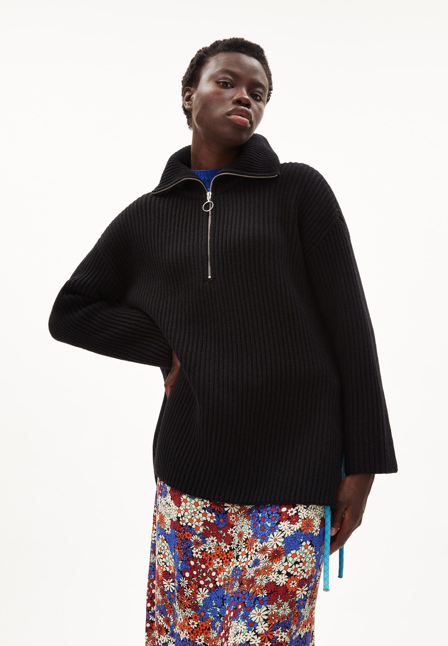 Pull camionneur oversize noir en laine bio et recyclée - trinekaa black