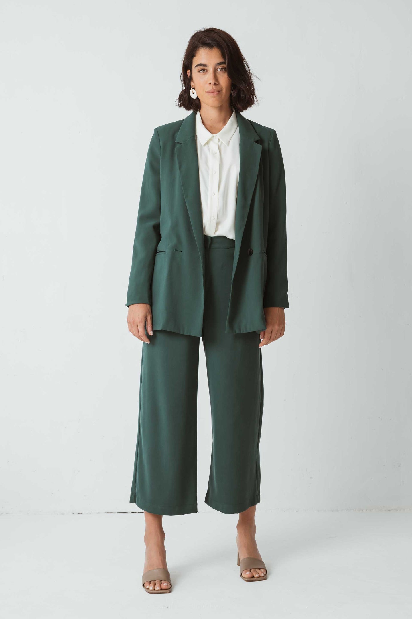 A RENVOYER - Pantalon tailleur vert foncé en ecovero - pantalón ilia deep green