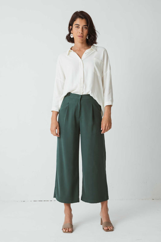 A RENVOYER - Pantalon tailleur vert foncé en ecovero - pantalón ilia deep green