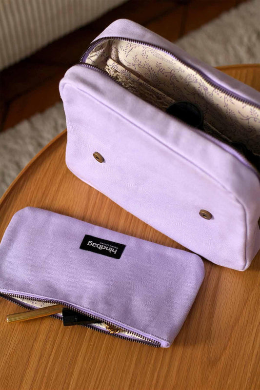 Trousse de toilette en coton bio | violet "alix lilas"