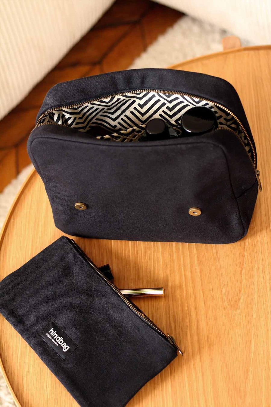 Trousse de toilette en coton bio | noir "alix noir"