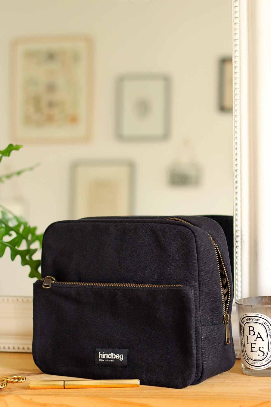 Trousse de toilette en coton bio | noir "alix noir"