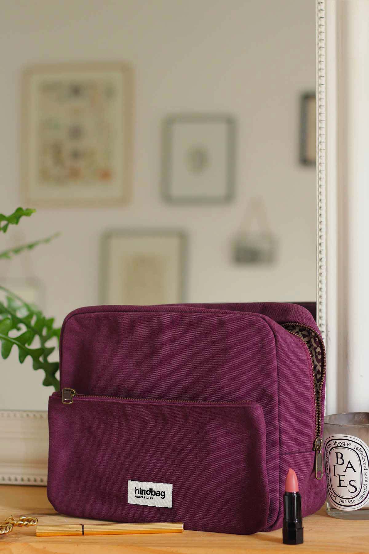Trousse de toilette | violet "trousse de toilette en coton bio | prune "alix""