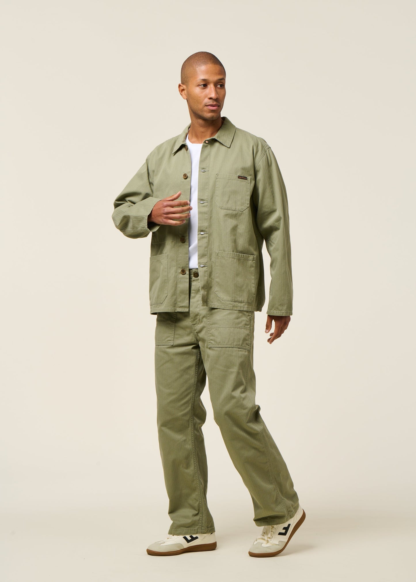 Pantalon large en coton bio | vert "tuff tony pants pale green"