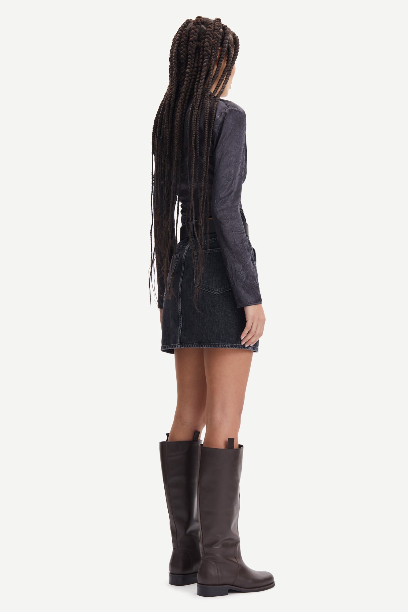 Jupe en jean noire en coton bio - norma skirt black blizzard