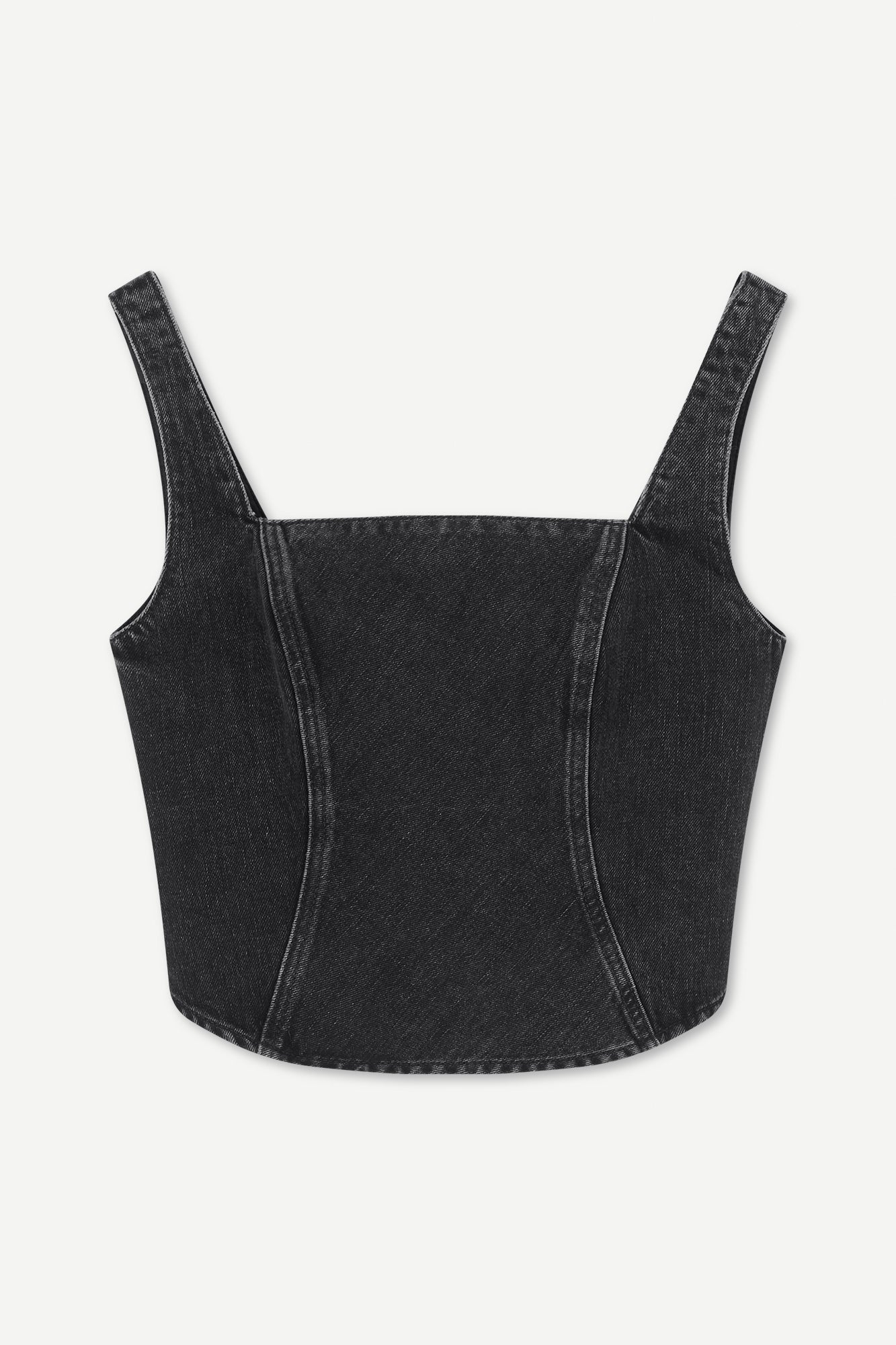 Top bustier ajusté noir en coton bio et recyclé - casja top black blizzard