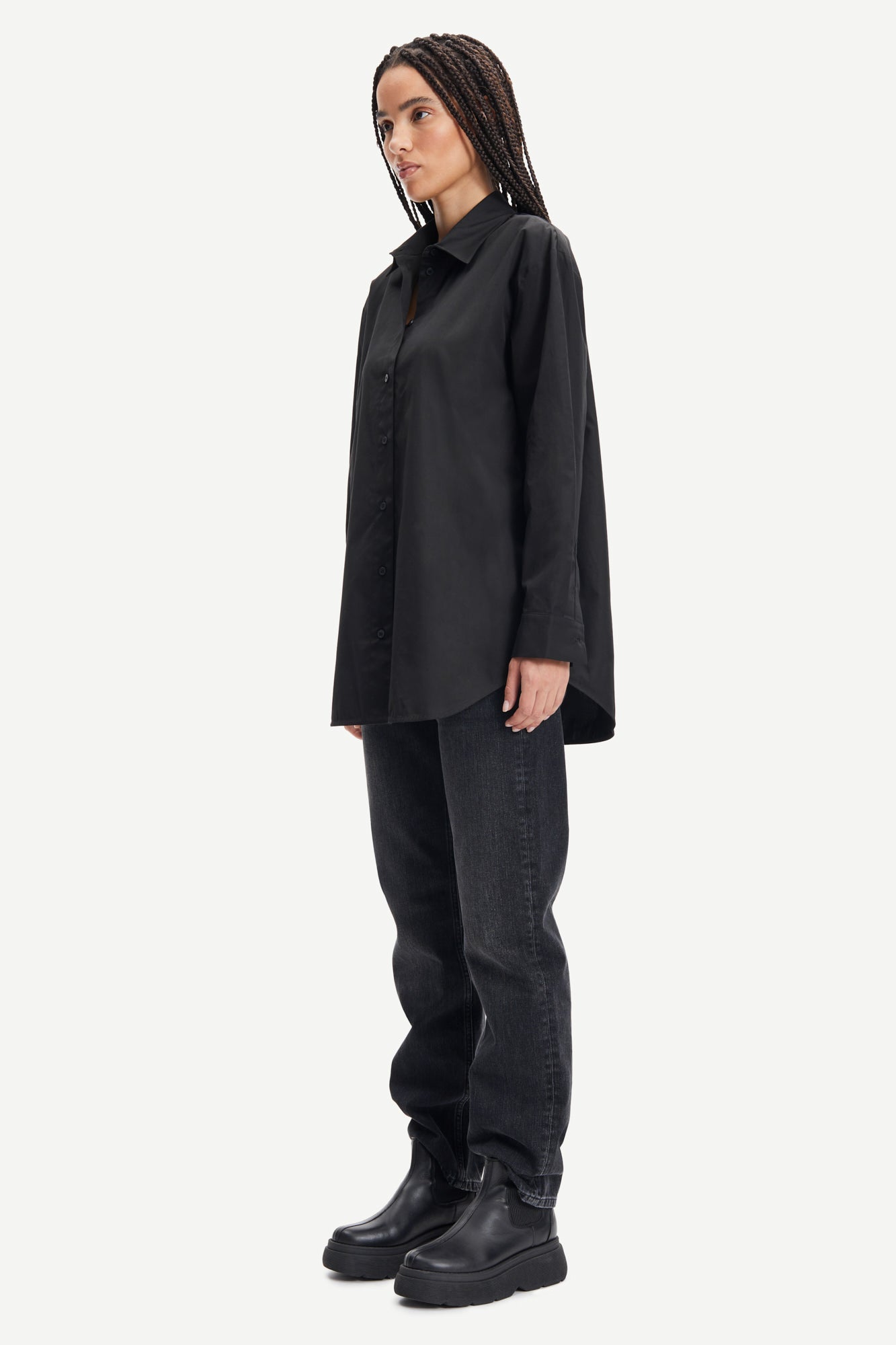 Chemise noire oversize en coton bio - haley shirt black