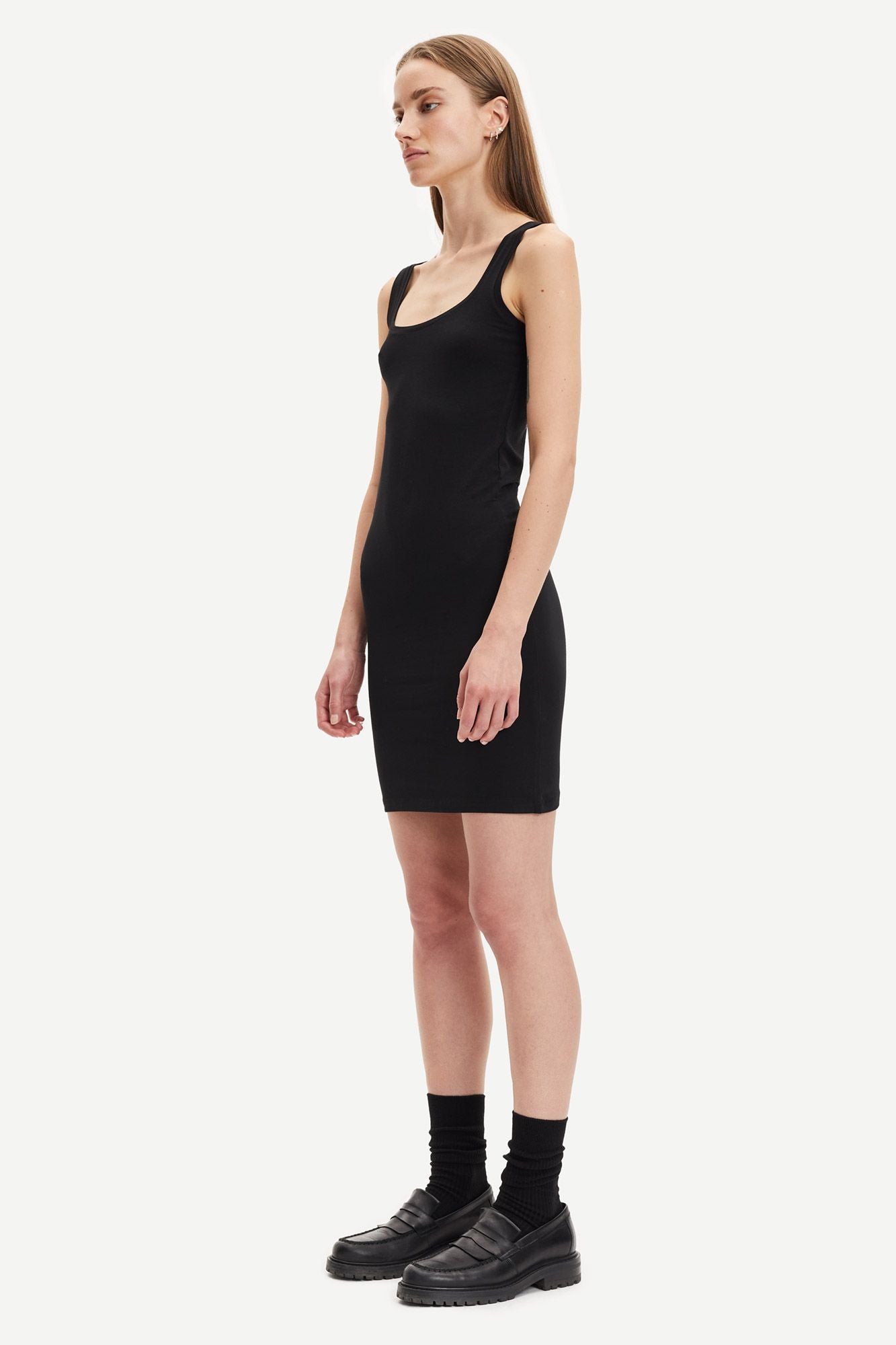 Robe noire en tencel et coton bio - sue long solid black