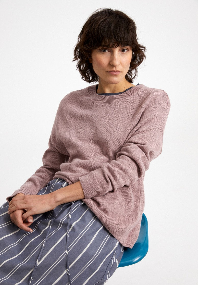 Pull rose à col rond en coton bio - SENAA
