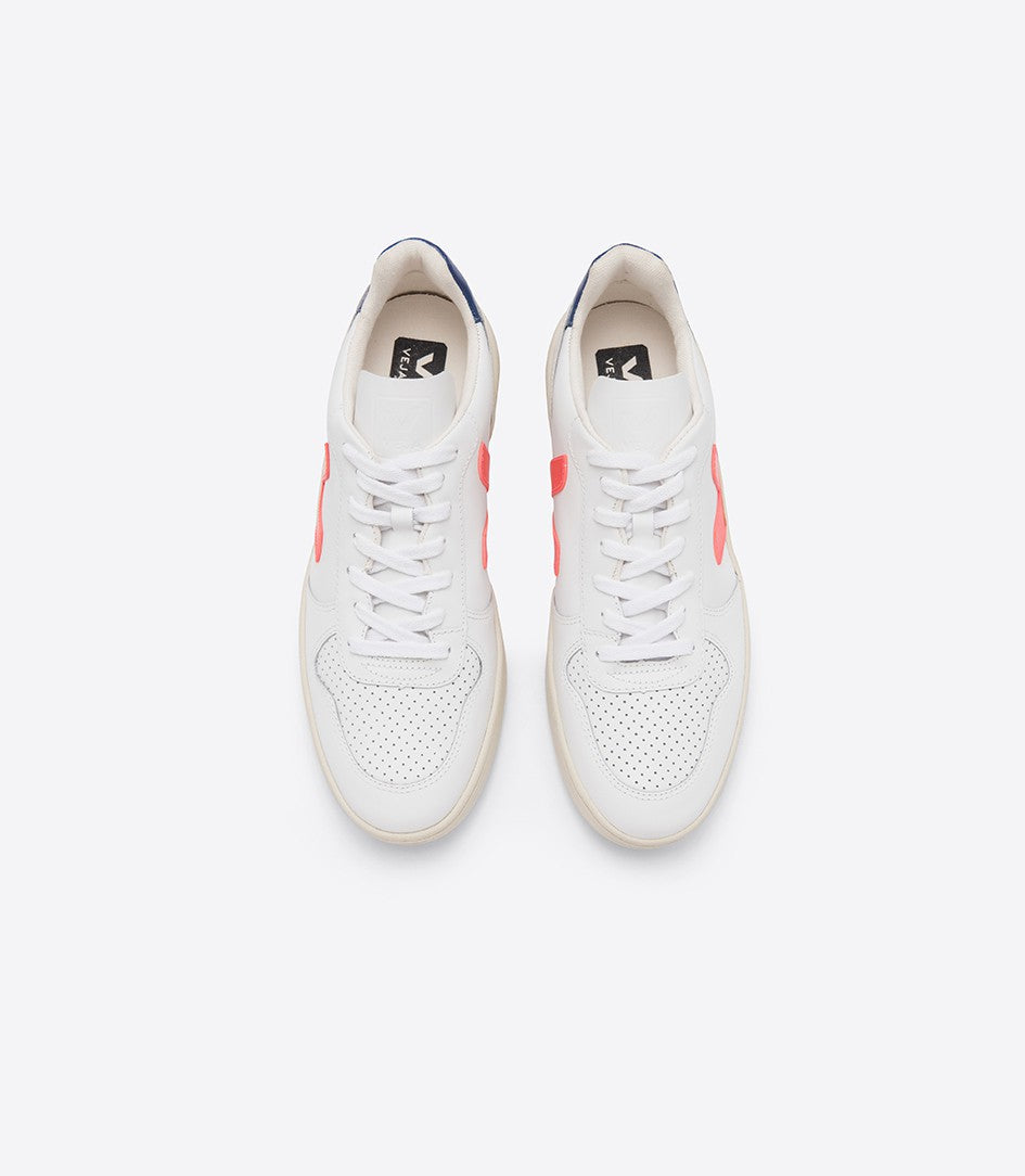 Baskets v-10 leather extra white orange cobalt