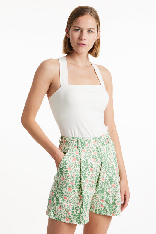 Short vert fleuri en coton bio - v&a harebell shorts multi coloured