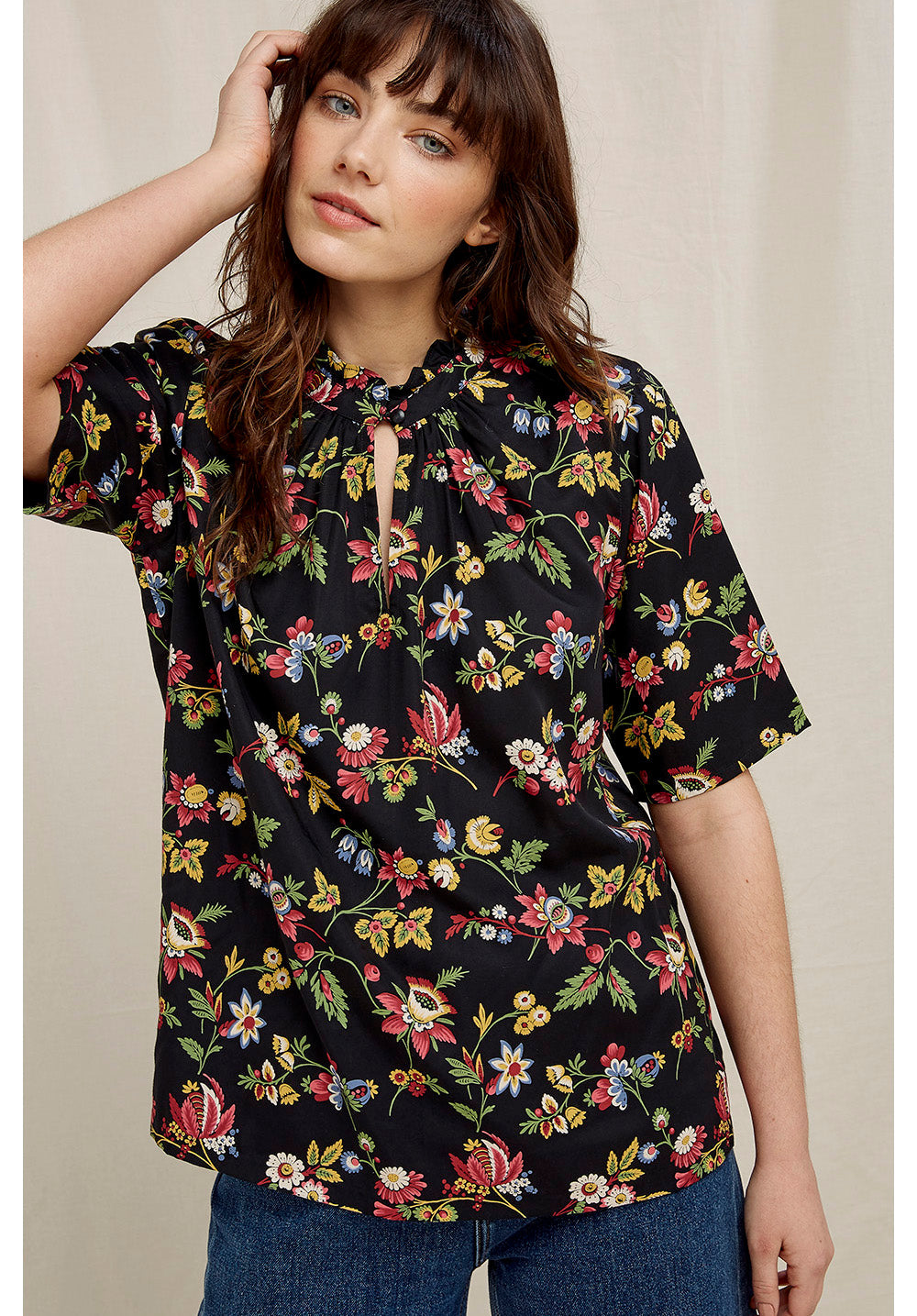 Blouse manches 3/4 imprimé fleuri  en tencel - Jardin print