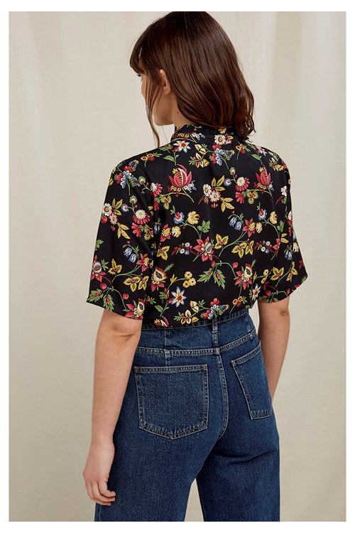Blouse manches 3/4 imprimé fleuri  en tencel - Jardin print