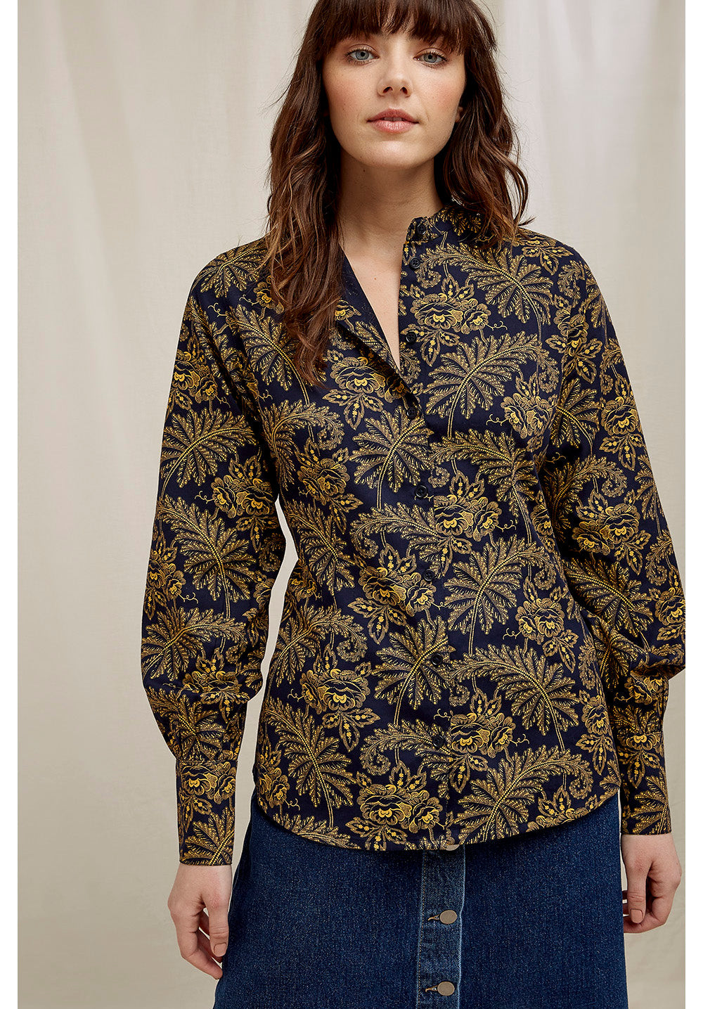 Chemise manches ballon imprimé fleuri - V&A print