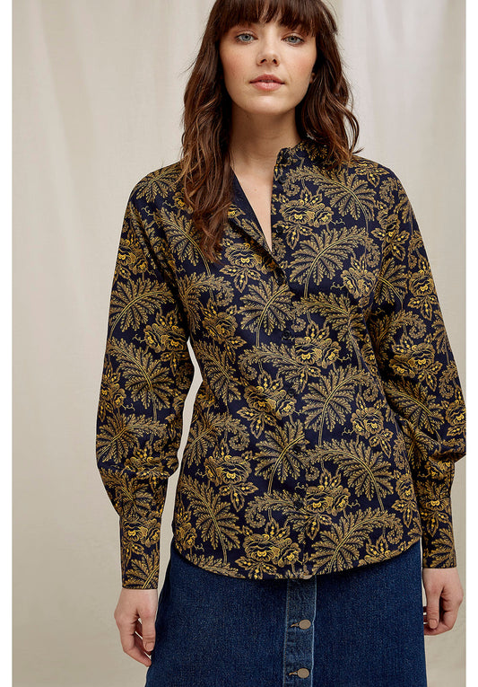 Chemise manches ballon imprimé fleuri - V&A print