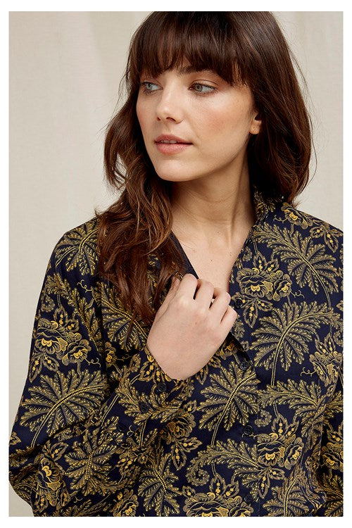 Chemise manches ballon imprimé fleuri - V&A print