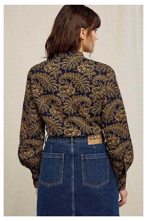 Chemise manches ballon imprimé fleuri - V&A print