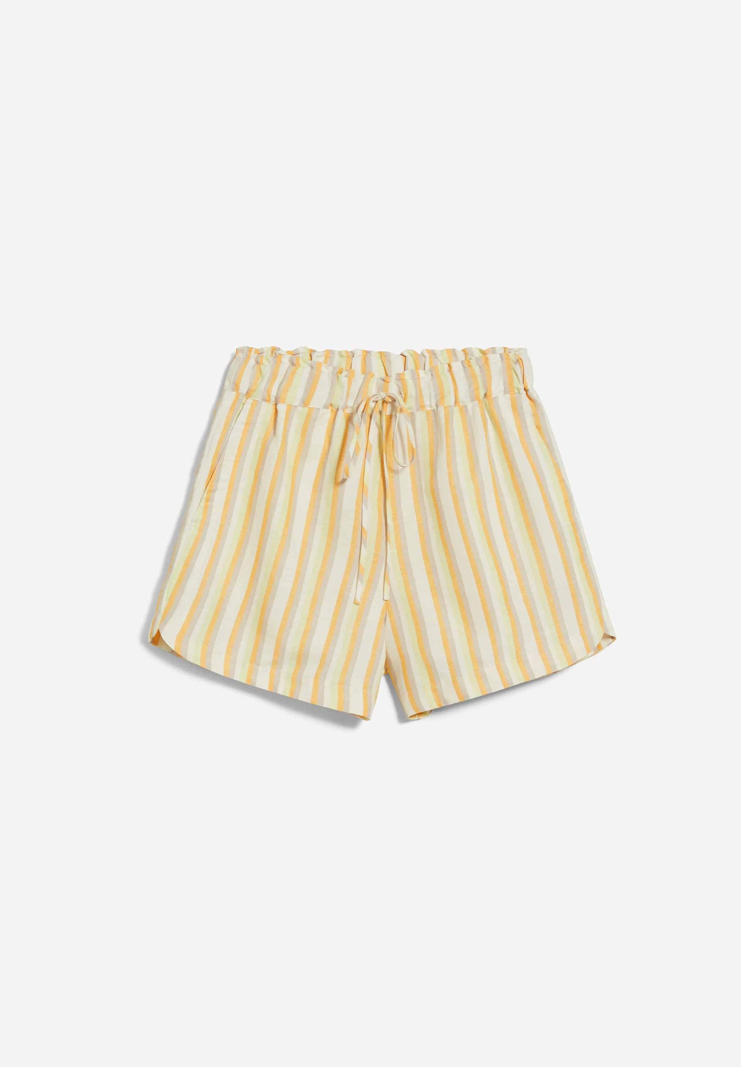 Short rayé en lin et tencel - vaanna striped lino off white-mangorange
