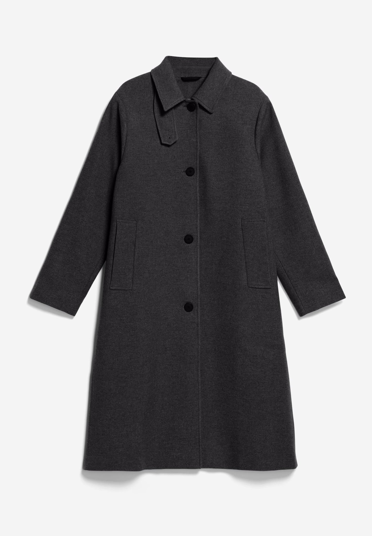 Manteau long en laine bio | gris foncé "vaanoise wool - steel melange"
