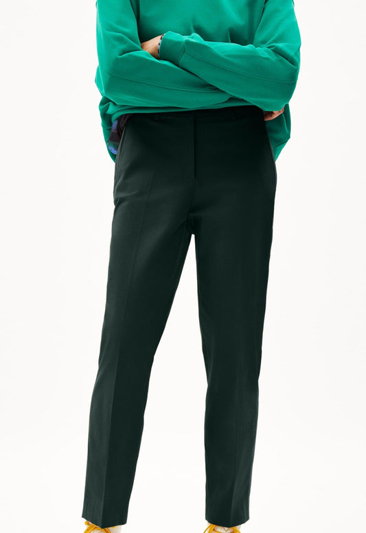 Pantalon carotte vert foncé en coton bio - varmaa brushed dark scarab