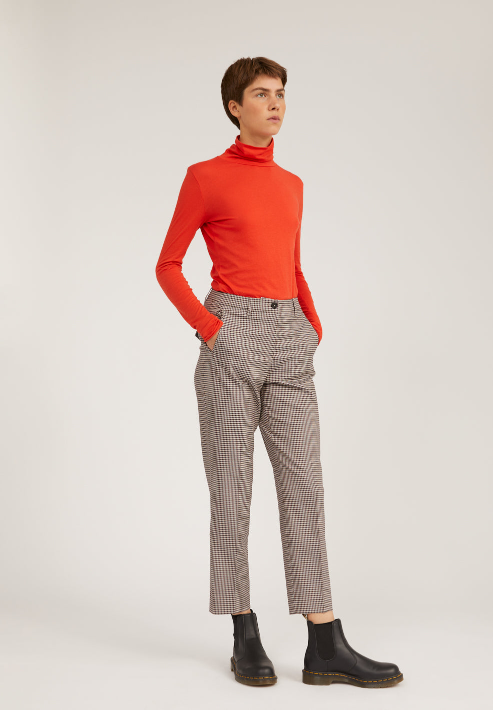 Pantalon à carreaux marron en tencel - VARMAA MICROCHECK
