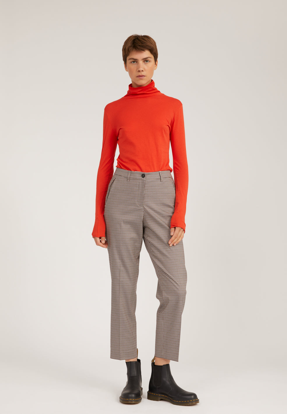 Pantalon à carreaux marron en tencel - VARMAA MICROCHECK
