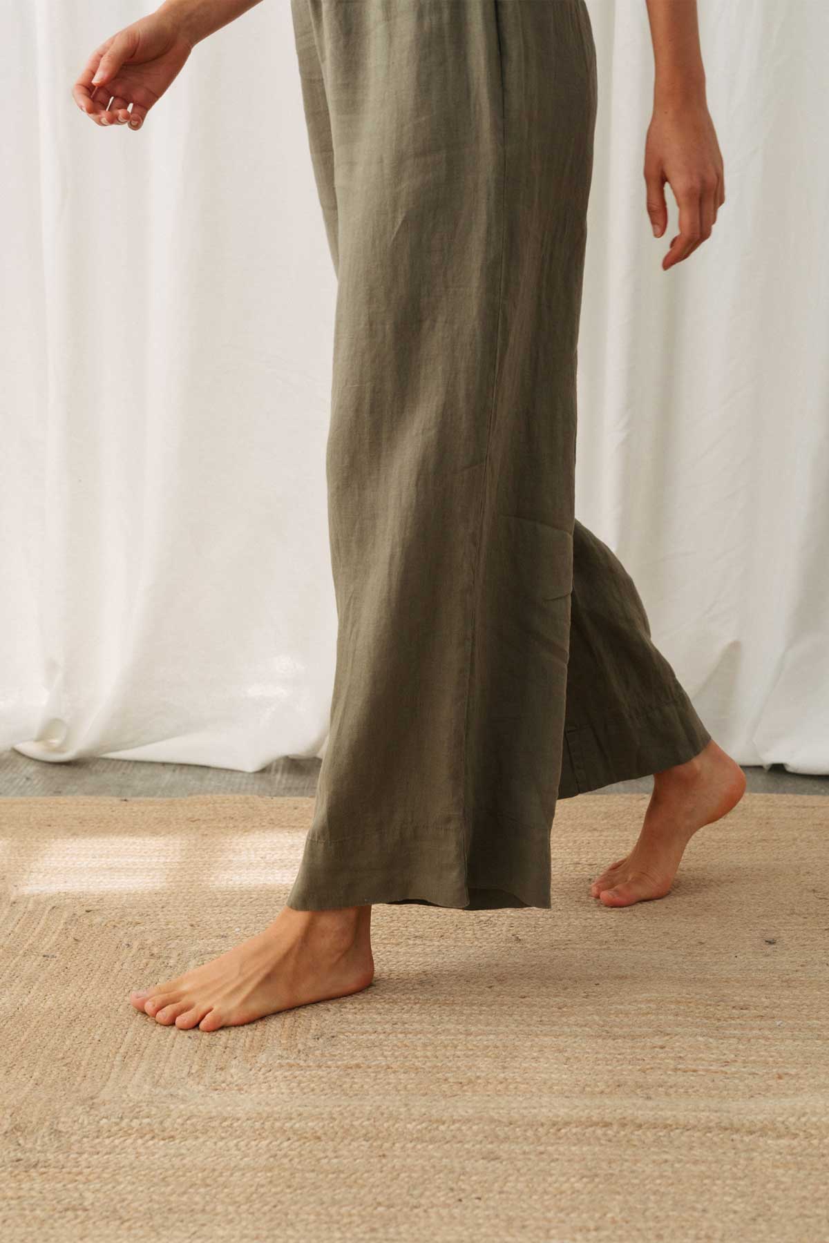 Pantalon ample en lin | kaki "Varmdo - light khaki