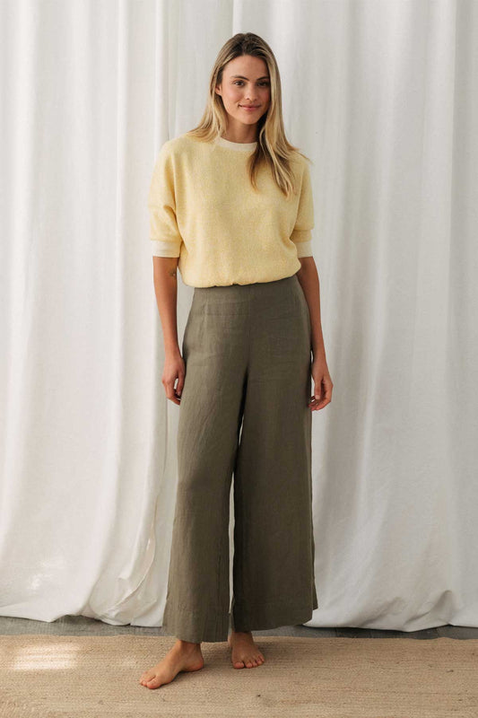 Pantalon ample en lin | kaki "Varmdo - light khaki