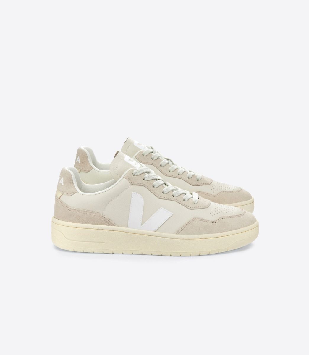 Baskets en suède et cuir certifié | beige et blanc "v-90 o.t. leather pierre white"
