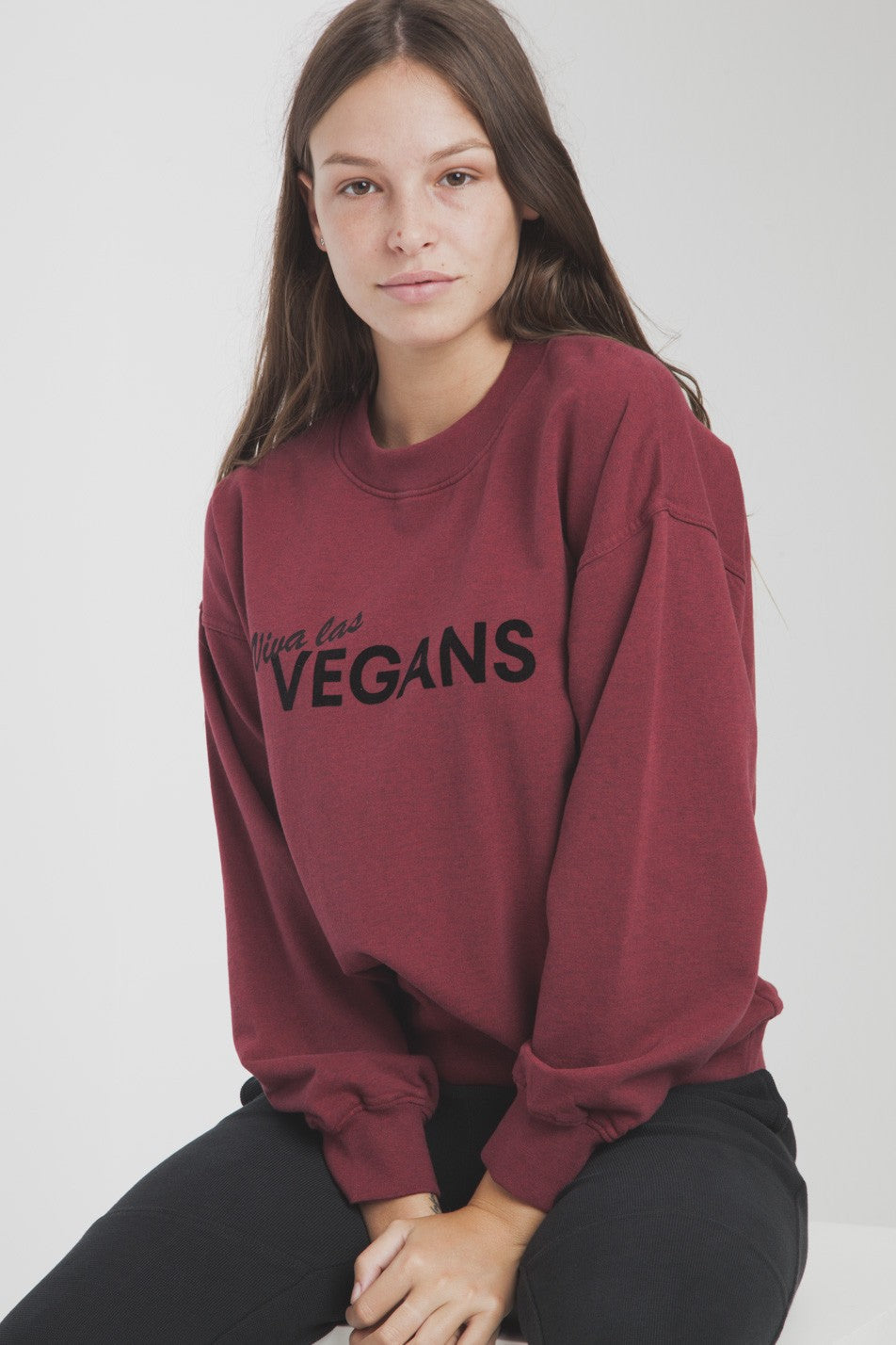Sweat bordeaux en coton bio Viva las Vegans