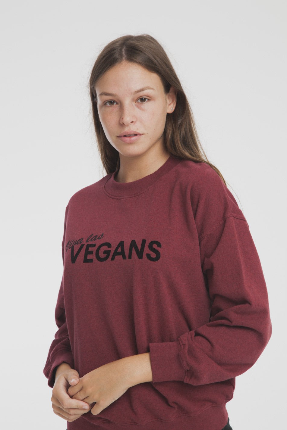 Sweat bordeaux en coton bio Viva las Vegans