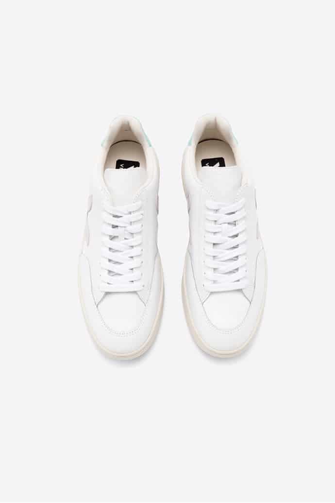 Baskets v-12 leather extra white parme turquoise
